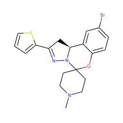 CN1CCC2(CC1)Oc1ccc(Br)cc1[C@@H]1CC(c3cccs3)=NN12 ZINC000004424503