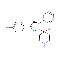 CN1CCC2(CC1)Oc1ccccc1[C@@H]1CC(c3ccc(Br)cc3)=NN12 ZINC000004863234