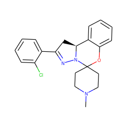 CN1CCC2(CC1)Oc1ccccc1[C@@H]1CC(c3ccccc3Cl)=NN12 ZINC000004863054