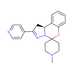 CN1CCC2(CC1)Oc1ccccc1[C@@H]1CC(c3ccncc3)=NN12 ZINC000005442531