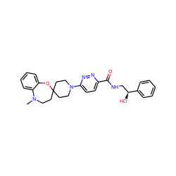 CN1CCC2(CCN(c3ccc(C(=O)NC[C@H](O)c4ccccc4)nn3)CC2)Oc2ccccc21 ZINC000071316511