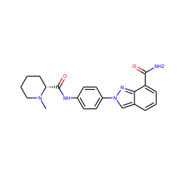 CN1CCCC[C@@H]1C(=O)Nc1ccc(-n2cc3cccc(C(N)=O)c3n2)cc1 ZINC000045385475