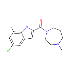 CN1CCCN(C(=O)c2cc3cc(Cl)cc(F)c3[nH]2)CC1 ZINC000084758543