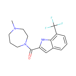 CN1CCCN(C(=O)c2cc3cccc(C(F)(F)F)c3[nH]2)CC1 ZINC000084759586