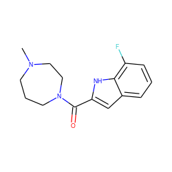 CN1CCCN(C(=O)c2cc3cccc(F)c3[nH]2)CC1 ZINC000084687383