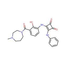 CN1CCCN(C(=O)c2cccc(Nc3c(Nc4ccccc4)c(=O)c3=O)c2O)CC1 ZINC000101103503