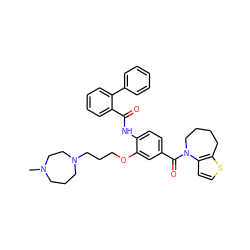 CN1CCCN(CCCOc2cc(C(=O)N3CCCCc4sccc43)ccc2NC(=O)c2ccccc2-c2ccccc2)CC1 ZINC000028104748