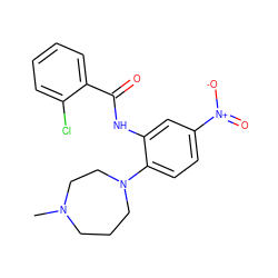 CN1CCCN(c2ccc([N+](=O)[O-])cc2NC(=O)c2ccccc2Cl)CC1 ZINC000095586369