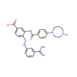 CN1CCCN(c2ccc(C(=O)Nc3cc(C(=O)O)ccc3CNc3cccc(C(=N)N)c3)cc2)CC1 ZINC000006717042