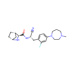 CN1CCCN(c2ccc(C[C@@H](C#N)NC(=O)[C@H]3N[C@@H]4CC[C@H]3C4)c(F)c2)CC1 ZINC000219313953