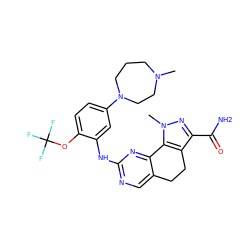 CN1CCCN(c2ccc(OC(F)(F)F)c(Nc3ncc4c(n3)-c3c(c(C(N)=O)nn3C)CC4)c2)CC1 ZINC000064526796