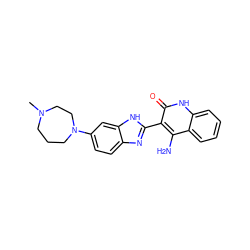 CN1CCCN(c2ccc3nc(-c4c(N)c5ccccc5[nH]c4=O)[nH]c3c2)CC1 ZINC000040431161