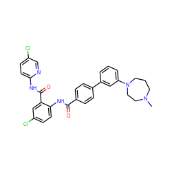 CN1CCCN(c2cccc(-c3ccc(C(=O)Nc4ccc(Cl)cc4C(=O)Nc4ccc(Cl)cn4)cc3)c2)CC1 ZINC000028104507