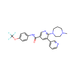 CN1CCCN(c2ncc(C(=O)Nc3ccc(OC(F)(F)F)cc3)cc2-c2cccnc2)CC1 ZINC001772623191