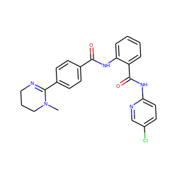 CN1CCCN=C1c1ccc(C(=O)Nc2ccccc2C(=O)Nc2ccc(Cl)cn2)cc1 ZINC000040891892