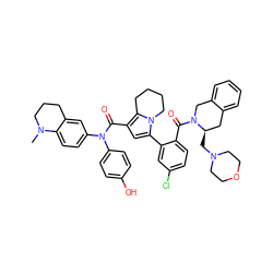 CN1CCCc2cc(N(C(=O)c3cc(-c4cc(Cl)ccc4C(=O)N4Cc5ccccc5C[C@H]4CN4CCOCC4)n4c3CCCC4)c3ccc(O)cc3)ccc21 ZINC001772624773