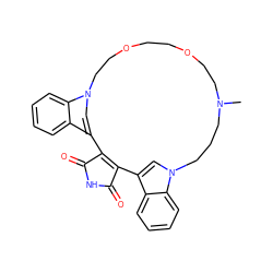 CN1CCCn2cc(c3ccccc32)C2=C(C(=O)NC2=O)c2cn(c3ccccc23)CCOCCOCC1 ZINC000013538510