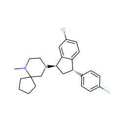 CN1CCN([C@@H]2C[C@@H](c3ccc(F)cc3)c3ccc(Cl)cc32)CC12CCCC2 ZINC000022938009