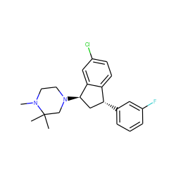 CN1CCN([C@@H]2C[C@@H](c3cccc(F)c3)c3ccc(Cl)cc32)CC1(C)C ZINC000022938083