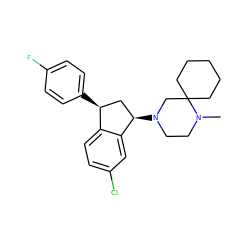 CN1CCN([C@@H]2C[C@H](c3ccc(F)cc3)c3ccc(Cl)cc32)CC12CCCCC2 ZINC000036093083