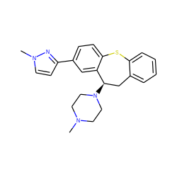 CN1CCN([C@@H]2Cc3ccccc3Sc3ccc(-c4ccn(C)n4)cc32)CC1 ZINC000064548985