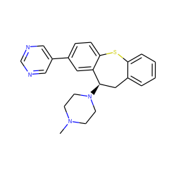 CN1CCN([C@@H]2Cc3ccccc3Sc3ccc(-c4cncnc4)cc32)CC1 ZINC000064548619