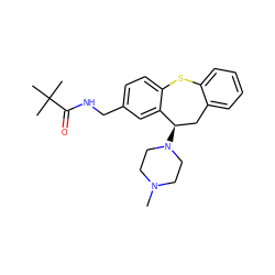 CN1CCN([C@@H]2Cc3ccccc3Sc3ccc(CNC(=O)C(C)(C)C)cc32)CC1 ZINC000064549123