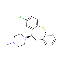 CN1CCN([C@@H]2Cc3ccccc3Sc3ccc(Cl)cc32)CC1 ZINC000022032760