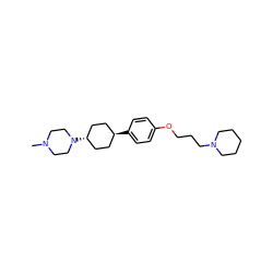 CN1CCN([C@H]2CC[C@H](c3ccc(OCCCN4CCCCC4)cc3)CC2)CC1 ZINC000101437336