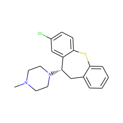 CN1CCN([C@H]2Cc3ccccc3Sc3ccc(Cl)cc32)CC1 ZINC000019368911