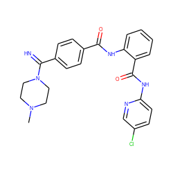 CN1CCN(C(=N)c2ccc(C(=O)Nc3ccccc3C(=O)Nc3ccc(Cl)cn3)cc2)CC1 ZINC000040895065