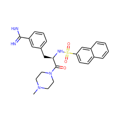 CN1CCN(C(=O)[C@@H](Cc2cccc(C(=N)N)c2)NS(=O)(=O)c2ccc3ccccc3c2)CC1 ZINC000013765411