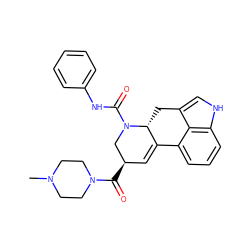 CN1CCN(C(=O)[C@@H]2C=C3c4cccc5[nH]cc(c45)C[C@H]3N(C(=O)Nc3ccccc3)C2)CC1 ZINC000072177309