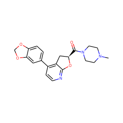 CN1CCN(C(=O)[C@@H]2Cc3c(-c4ccc5c(c4)OCO5)ccnc3O2)CC1 ZINC000061904642