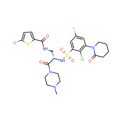 CN1CCN(C(=O)[C@H](CNC(=O)c2ccc(Cl)s2)NS(=O)(=O)c2cc(F)cc(N3CCCCC3=O)c2Cl)CC1 ZINC000098208556