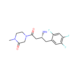 CN1CCN(C(=O)C[C@H](N)Cc2cc(F)c(F)cc2F)CC1=O ZINC000071410830