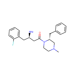 CN1CCN(C(=O)C[C@H](N)Cc2ccccc2F)[C@H](Cc2ccccc2)C1 ZINC000028385250