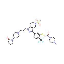 CN1CCN(C(=O)CSc2cc(-c3nn(CCCN4CCC(N5CCCC5=O)CC4)c4c3CN(S(C)(=O)=O)CC4)ccc2C(F)(F)F)CC1 ZINC000049775130