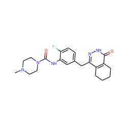 CN1CCN(C(=O)Nc2cc(Cc3n[nH]c(=O)c4c3CCCC4)ccc2F)CC1 ZINC000149109279