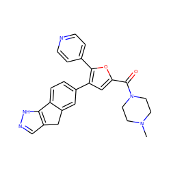 CN1CCN(C(=O)c2cc(-c3ccc4c(c3)Cc3cn[nH]c3-4)c(-c3ccncc3)o2)CC1 ZINC000064510540