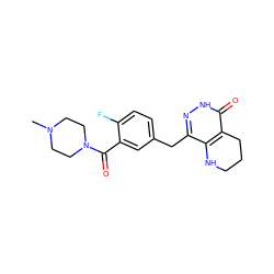 CN1CCN(C(=O)c2cc(Cc3n[nH]c(=O)c4c3NCCC4)ccc2F)CC1 ZINC000084687544