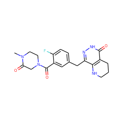 CN1CCN(C(=O)c2cc(Cc3n[nH]c(=O)c4c3NCCC4)ccc2F)CC1=O ZINC000140471280