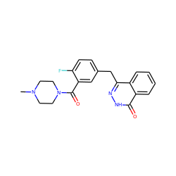 CN1CCN(C(=O)c2cc(Cc3n[nH]c(=O)c4ccccc34)ccc2F)CC1 ZINC000040423404