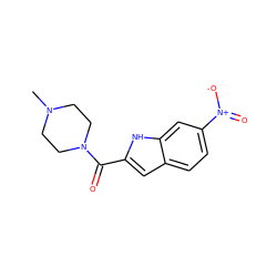 CN1CCN(C(=O)c2cc3ccc([N+](=O)[O-])cc3[nH]2)CC1 ZINC000084758223