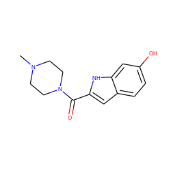 CN1CCN(C(=O)c2cc3ccc(O)cc3[nH]2)CC1 ZINC000084758222