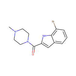 CN1CCN(C(=O)c2cc3cccc(Br)c3[nH]2)CC1 ZINC000013526663