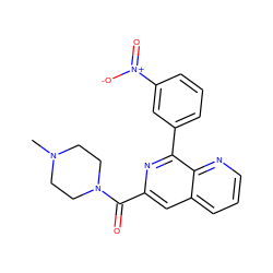 CN1CCN(C(=O)c2cc3cccnc3c(-c3cccc([N+](=O)[O-])c3)n2)CC1 ZINC000013805281