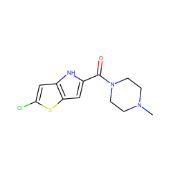 CN1CCN(C(=O)c2cc3sc(Cl)cc3[nH]2)CC1 ZINC000028529064