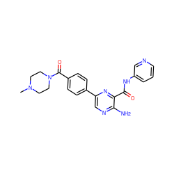 CN1CCN(C(=O)c2ccc(-c3cnc(N)c(C(=O)Nc4cccnc4)n3)cc2)CC1 ZINC000034393733