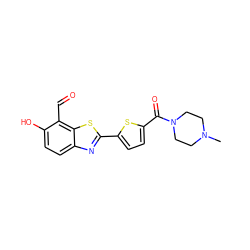 CN1CCN(C(=O)c2ccc(-c3nc4ccc(O)c(C=O)c4s3)s2)CC1 ZINC000220398207